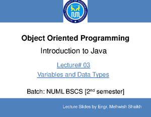 OOP LAB assignment 1 - Java Programming lab questions - National ...