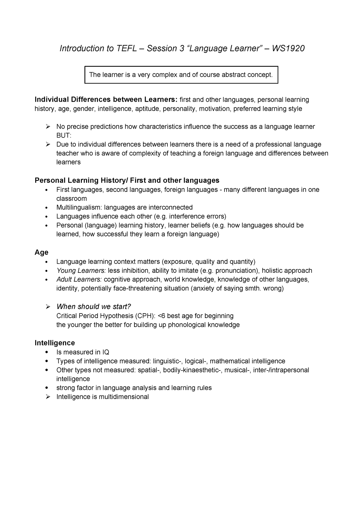 Study Guide Session 3 - Introduction to TEFL – Session 3 “Language ...