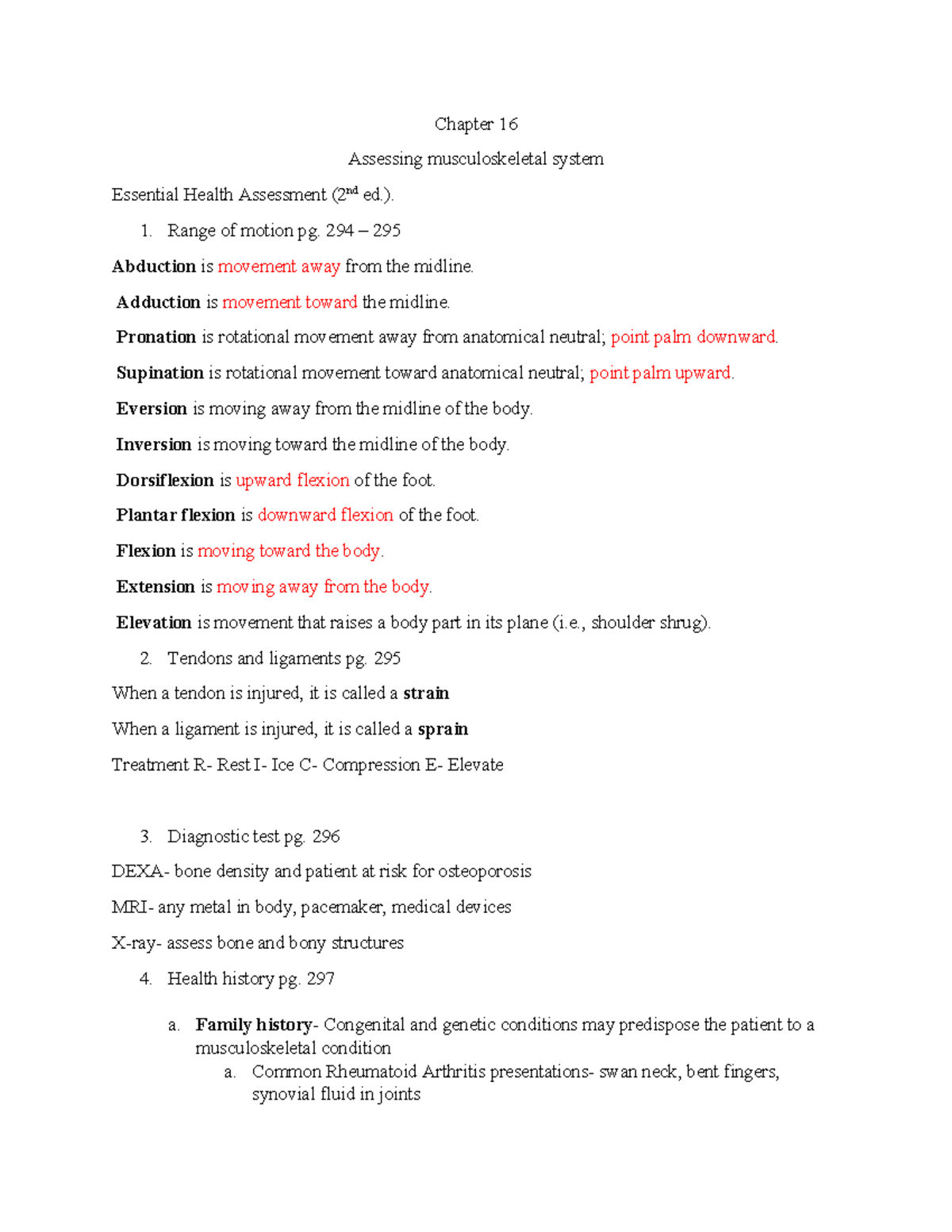 Chapter 16 MSK - MSK notes - Chapter 16 Assessing musculoskeletal ...