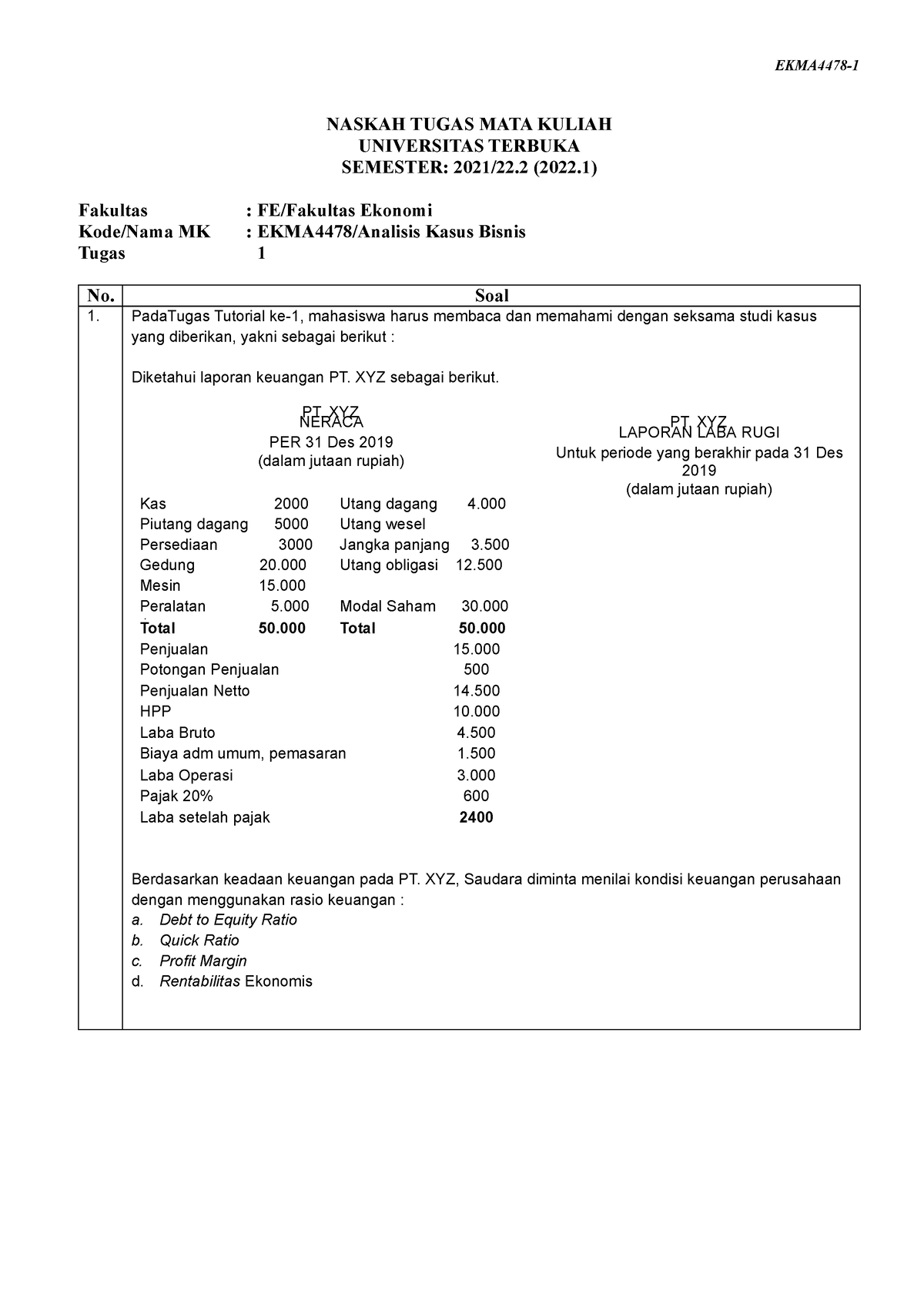 Soal Ekma4478 Tmk1 1 - Analisis - EKMA4478- NASKAH TUGAS MATA KULIAH ...