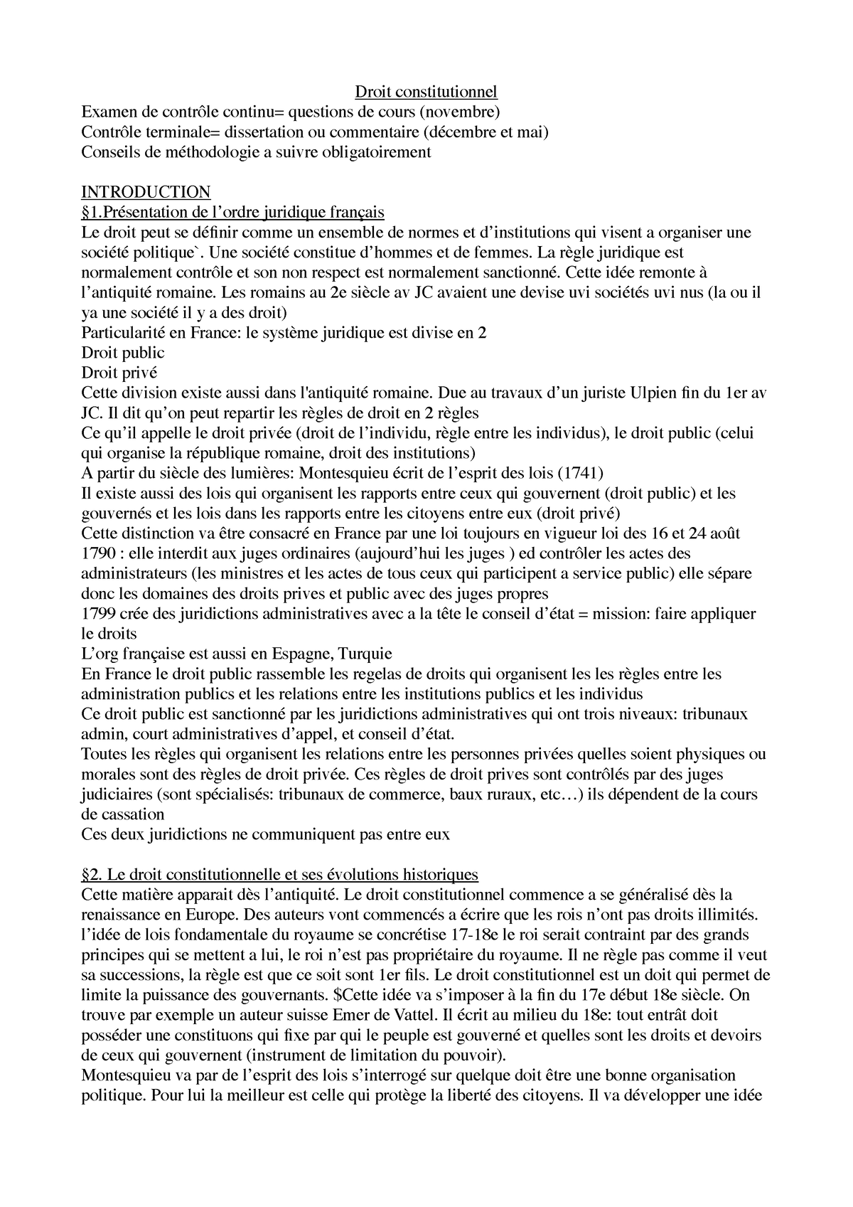 Droit Constituionnel CM - Droit Constitutionnel Examen De Contrôle ...