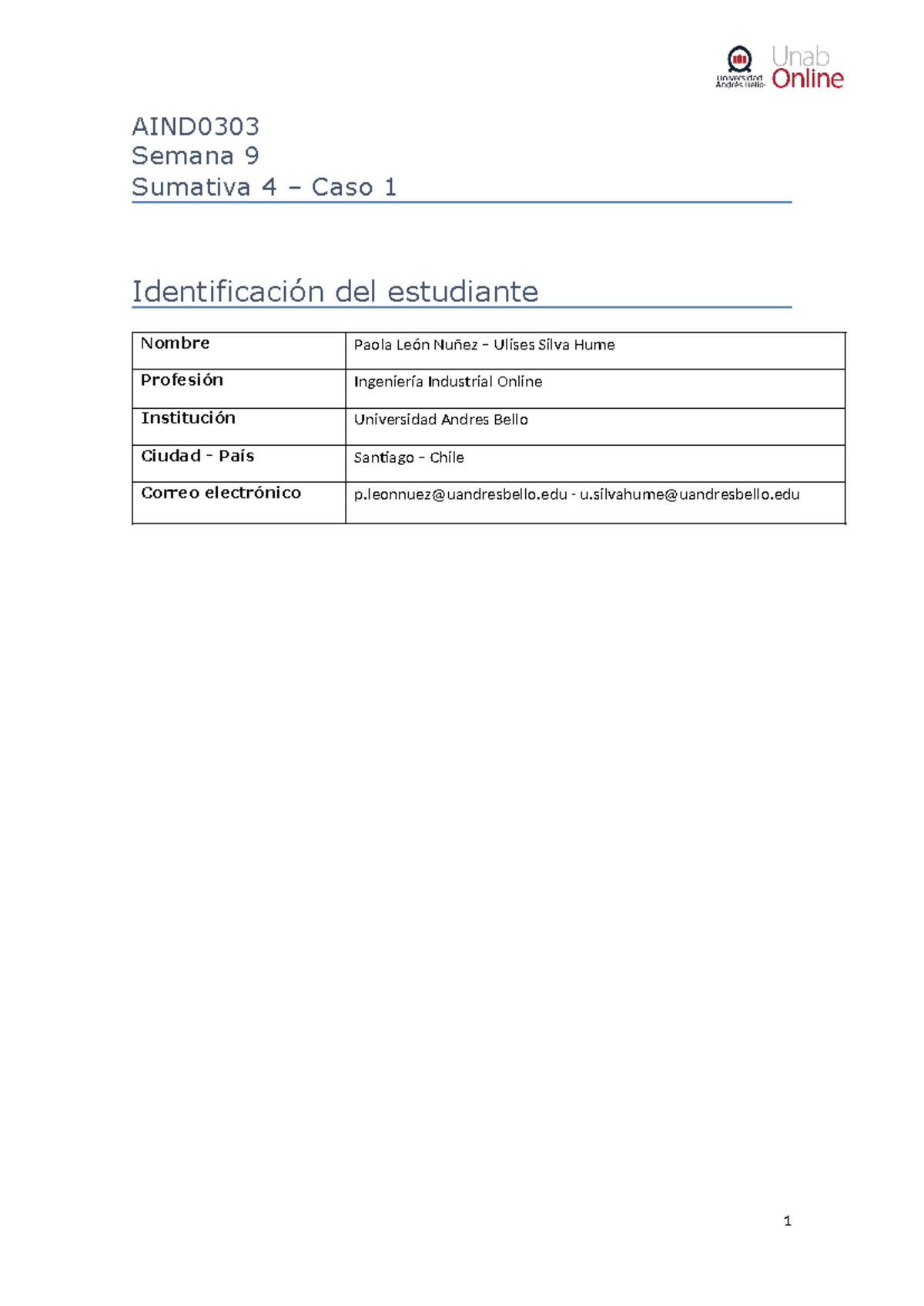 Aind0303 s9 entregable Caso 1 - AIND Semana 9 Sumativa 4 – Caso 1 ...
