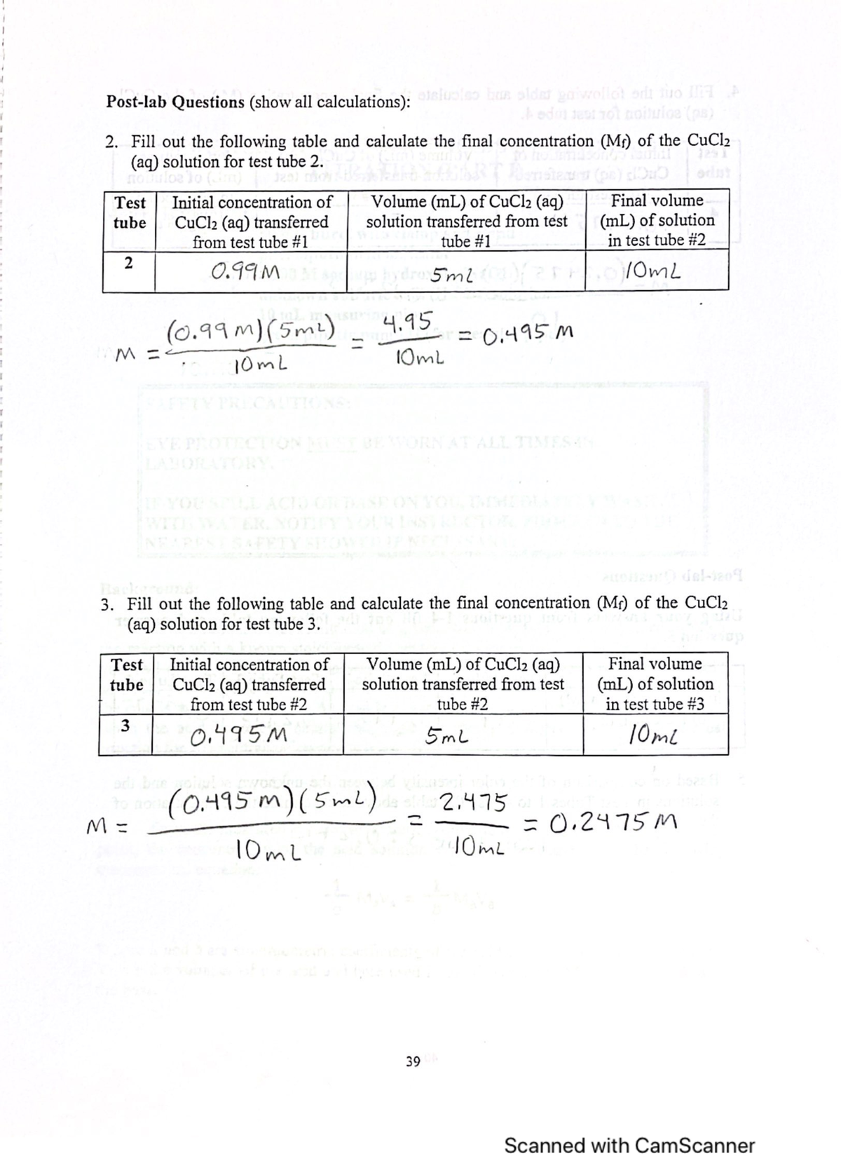 EXP5 Concentration of Solutions - CHEM 1101 - Studocu