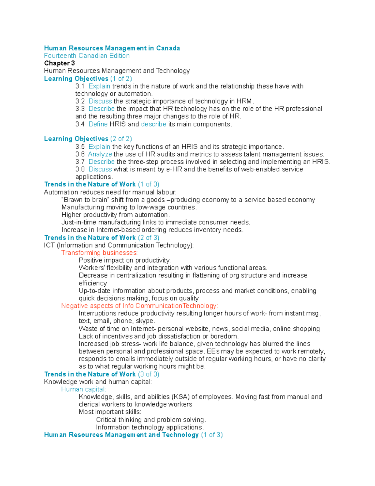 Chapter 3 Human resources Managemnt and technology Human Resources