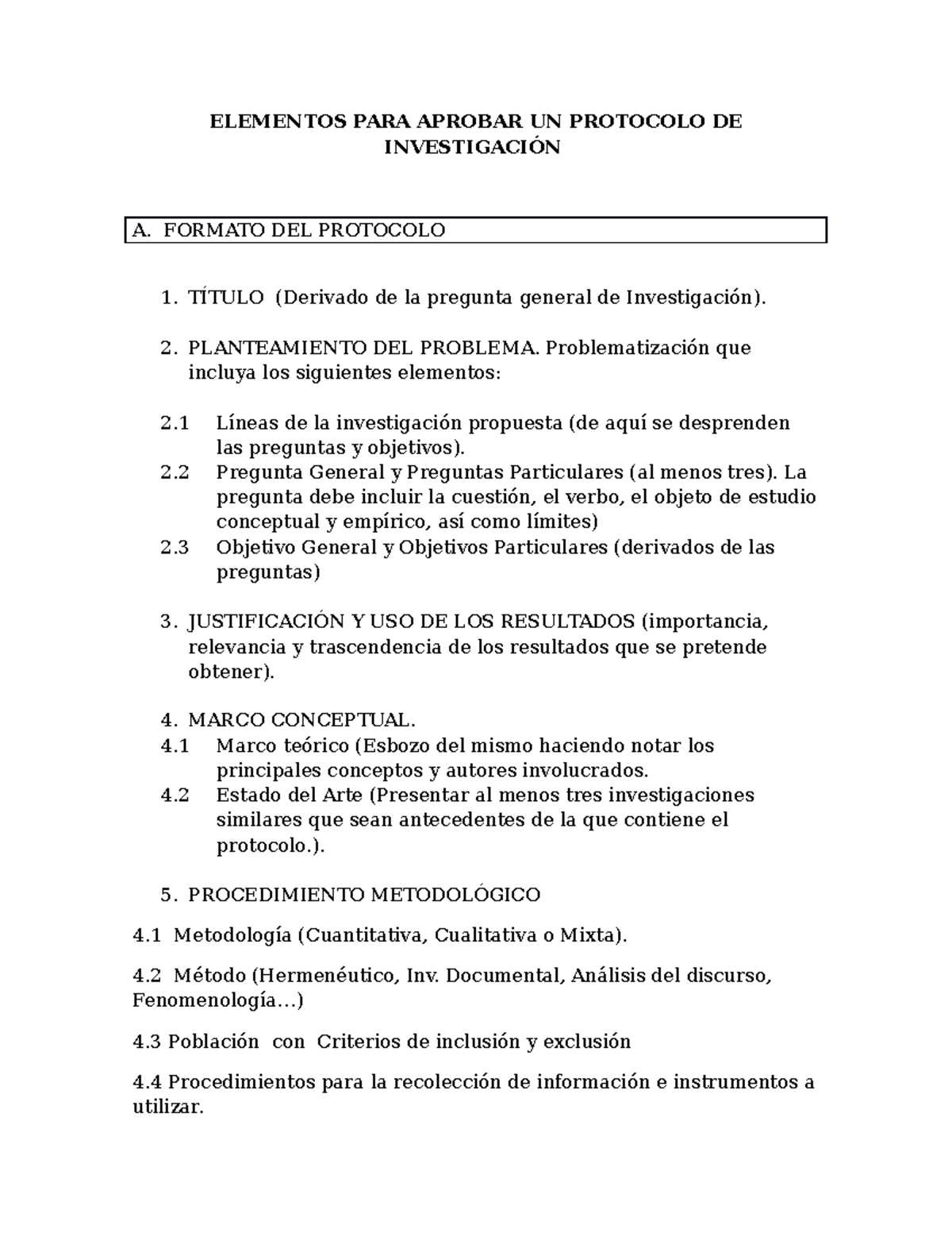 Elementos PARA Aprobar UN Protocolo DE Investigación (2) (3) (3) (2) (2 ...