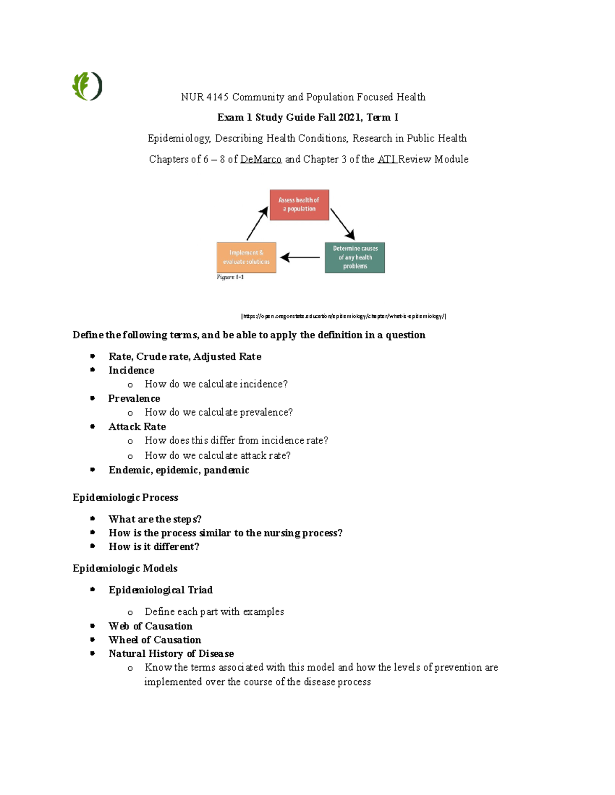 Community Exam 1 Study Guide Part 2 - NUR 4145 Community And Population ...