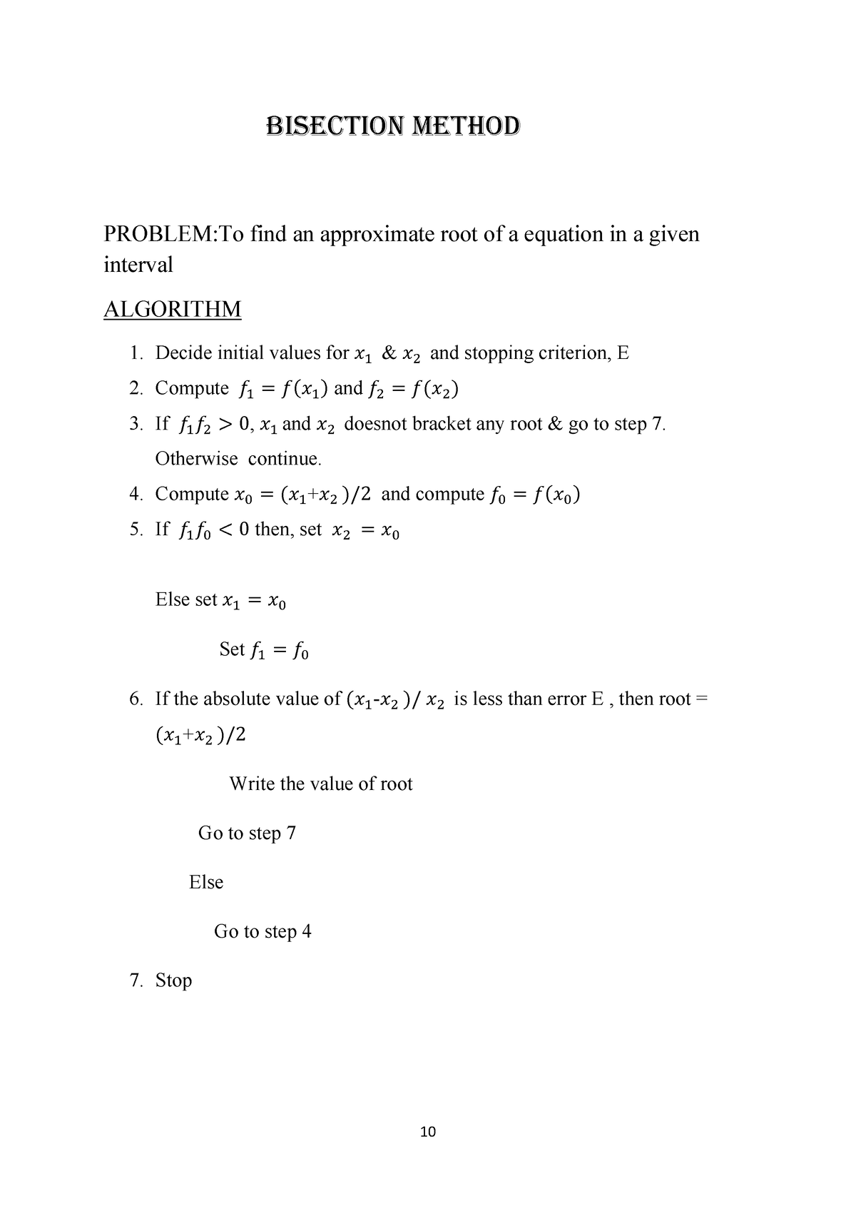 Python Program For Bisection Method - 10 Bisection Method PROBLEM:To ...