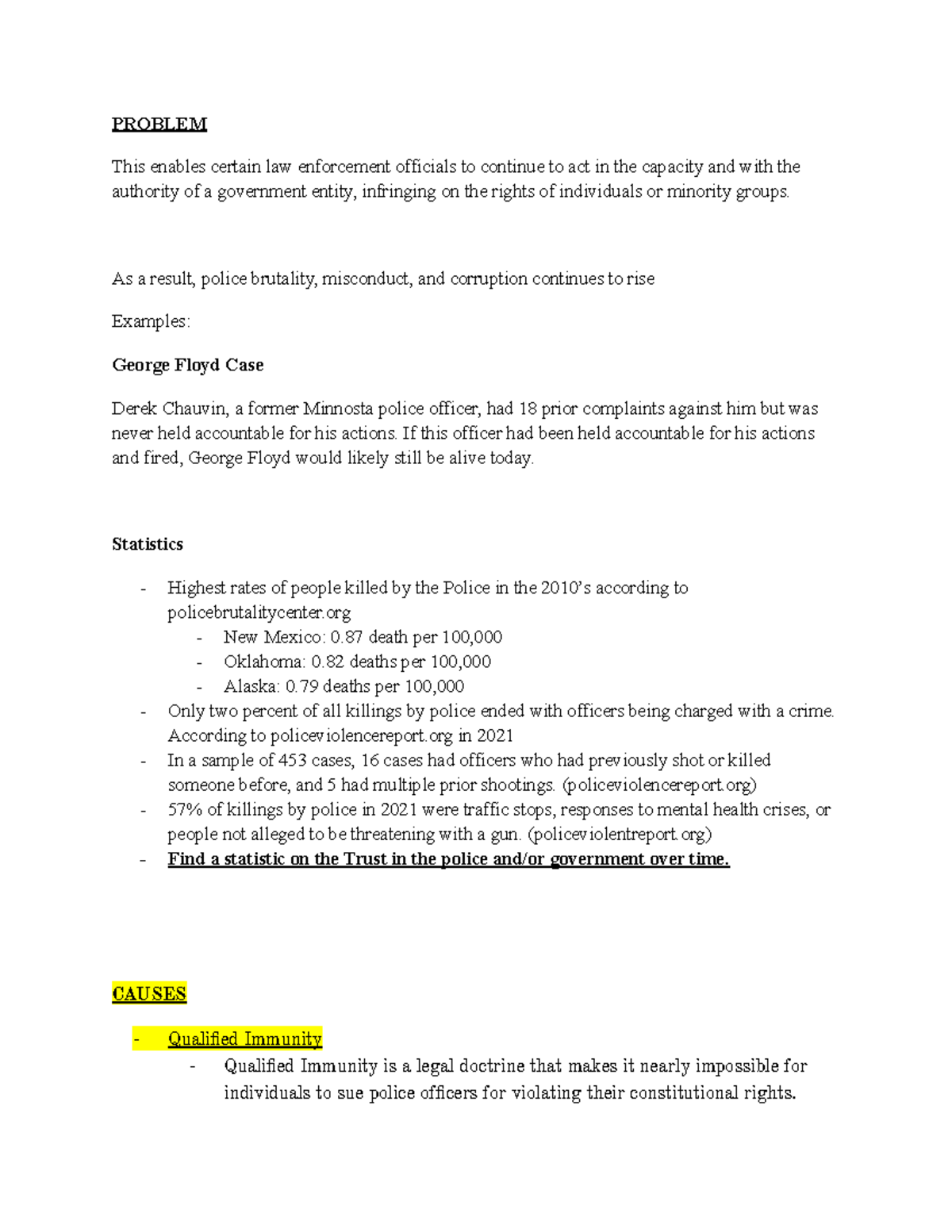Public Policy Presi Notes - PROBLEM This enables certain law ...