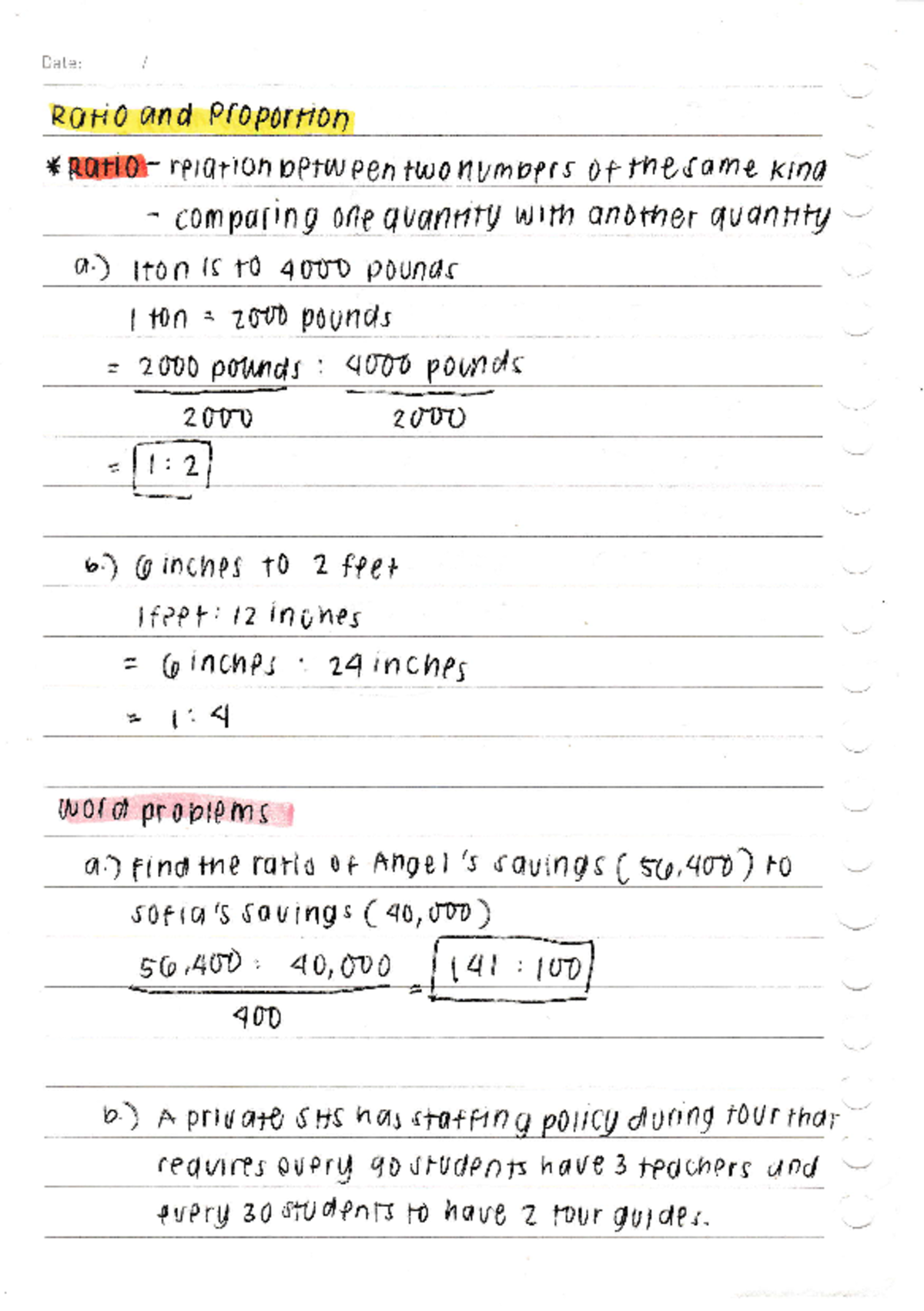 Ratio and Proportion - SHS - ABM Business Math - Studocu