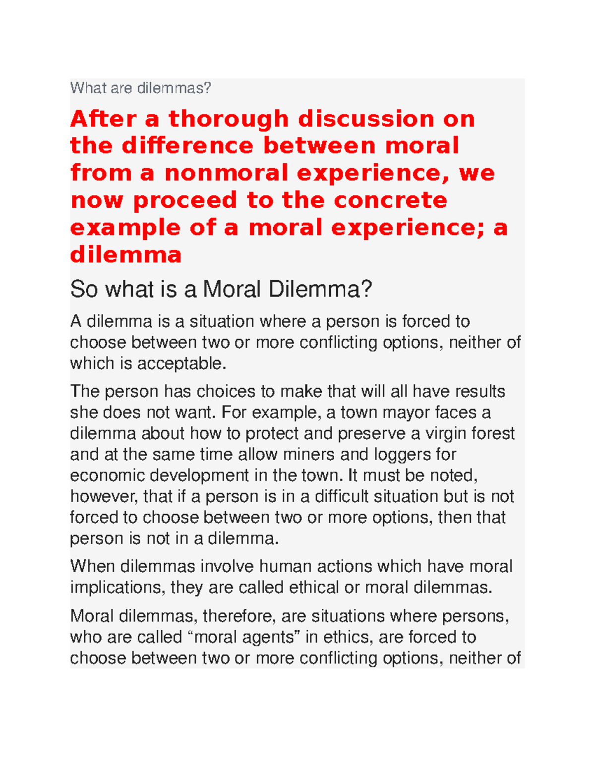 3 Moral Dillema - ethics - What are dilemmas? After a thorough ...