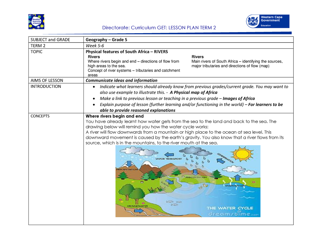 Lesson Plan Gr 5 SS Geography T2 W5 6 SUBJECT And GRADE Geography   Thumb 1200 927 