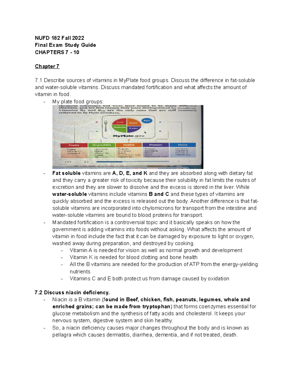 Nutrition Final Exam Study Guide - NUFD 182 Fall 2022 Final Exam Study ...