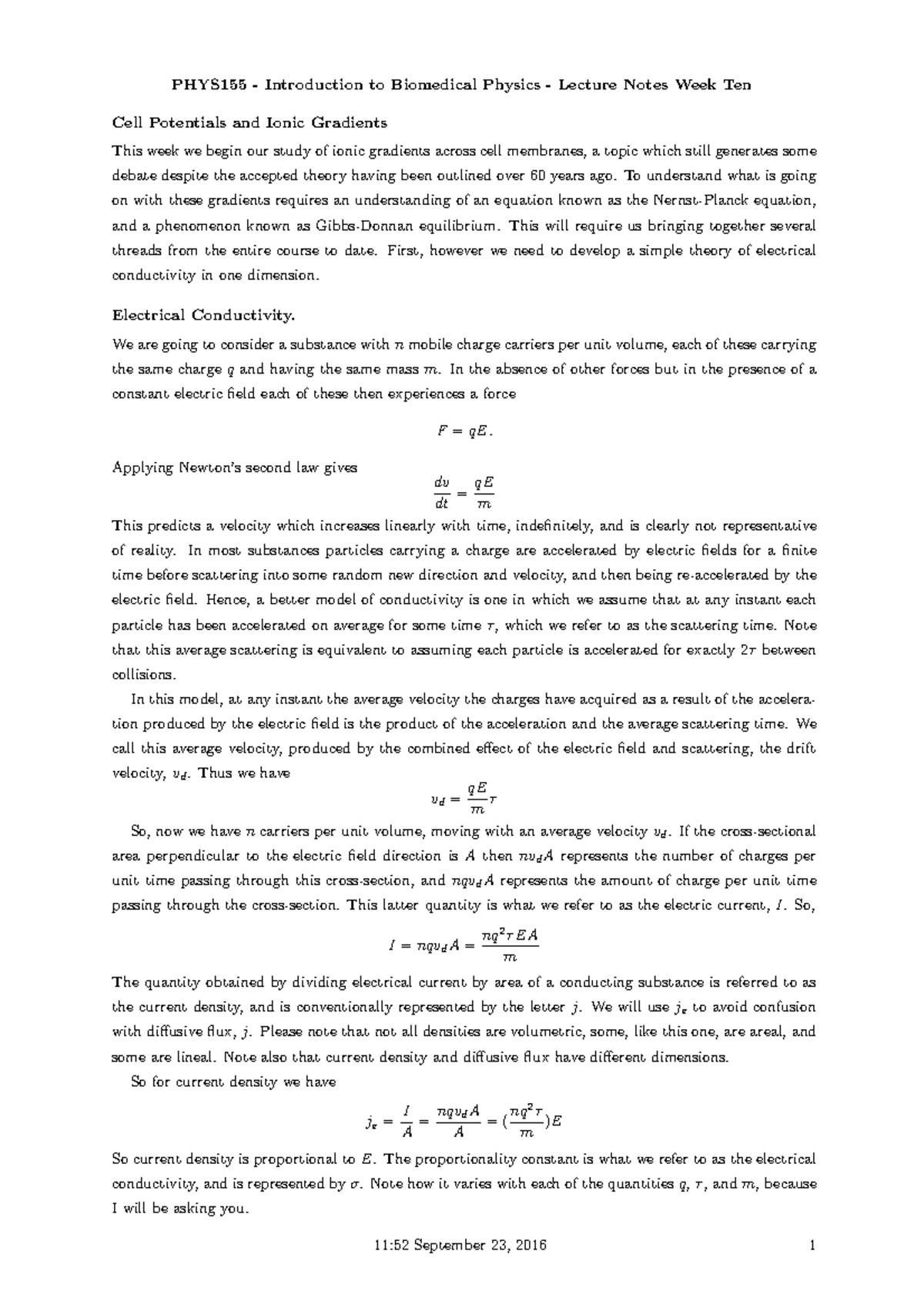 Week 10 Notes - Week 10 - PHYS155 - Introduction to Biomedical Physics ...