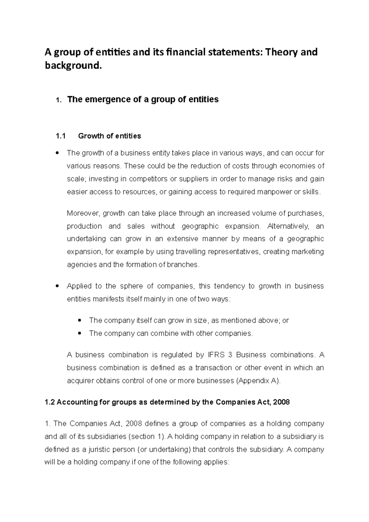 Week 5;A group of entities and its financial statements - A group of ...