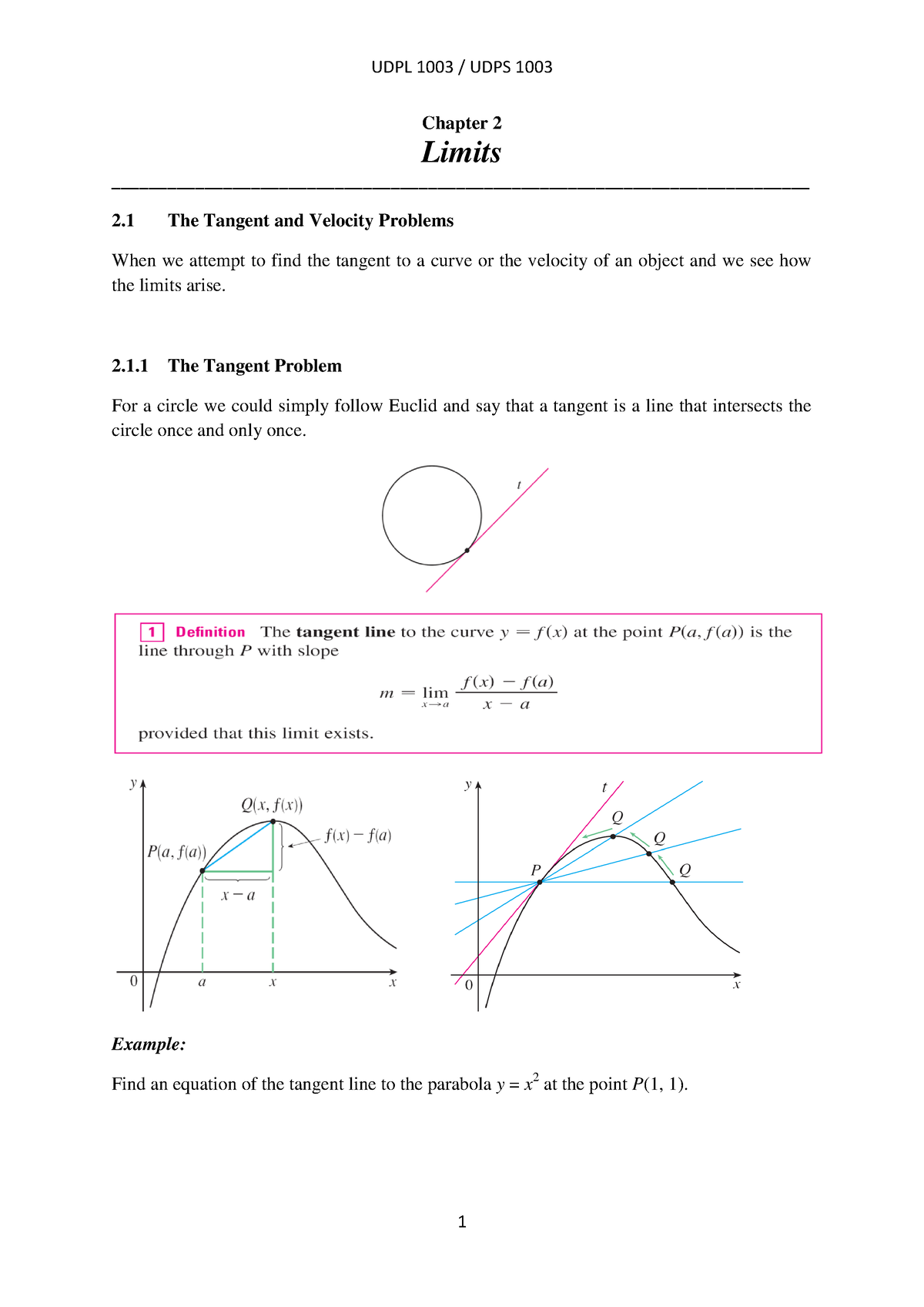 Chapter 2 Limits Rev1 - Lecture Notes 1 - Chapter 2 Limits - Studocu