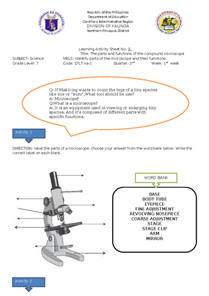 Activity sheets chem. bond - Republic of the Philippines Department of ...