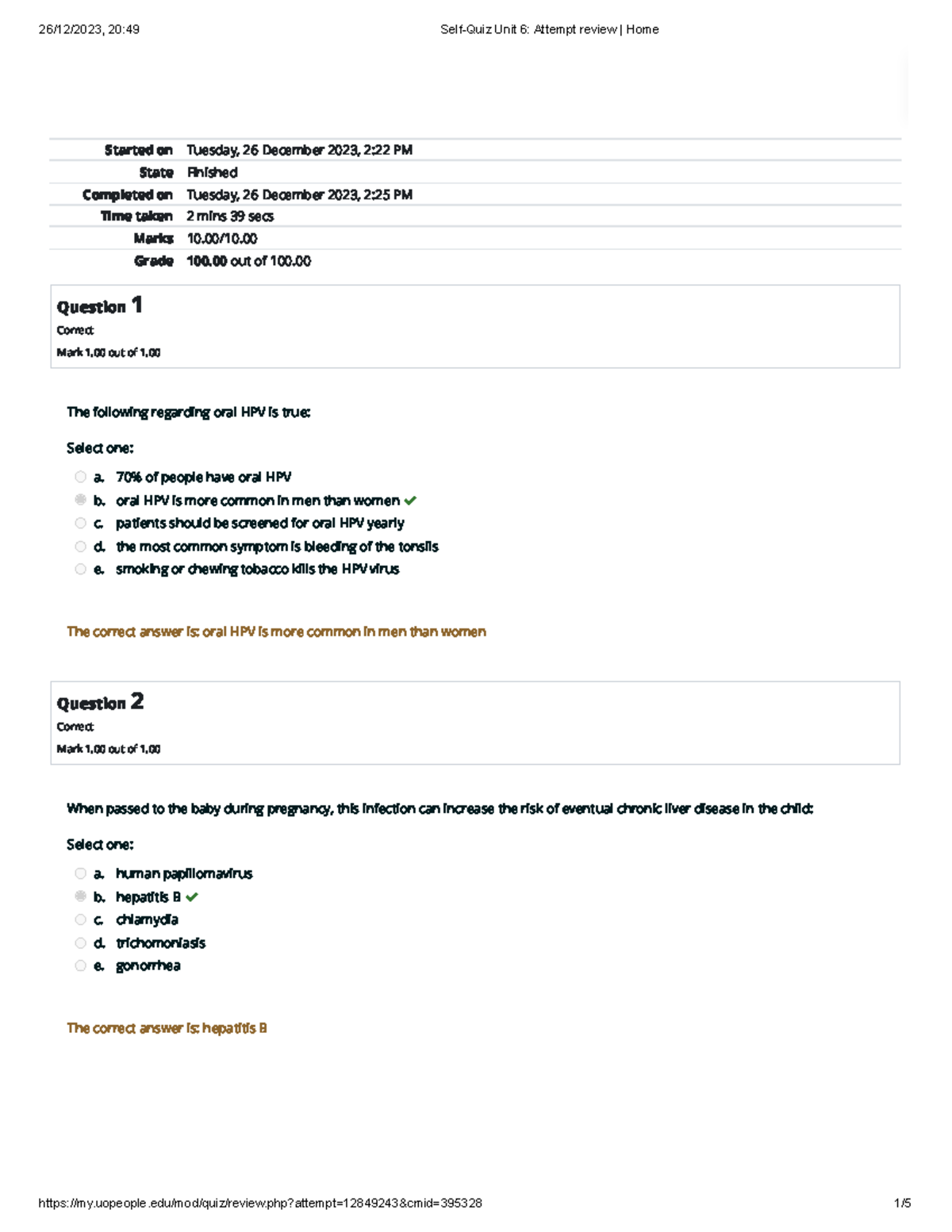 Self-Quiz Unit 6 Attempt Review 8 - Started On Tuesday, 26 December ...