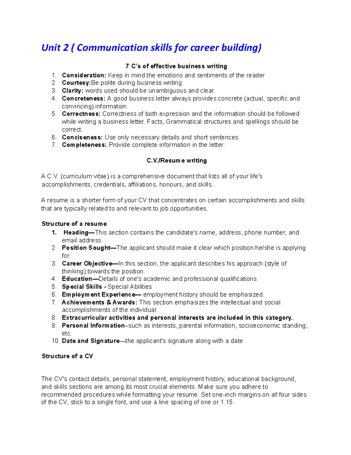 T.C UNIT 2 - This notes are very easy to understand and important ...