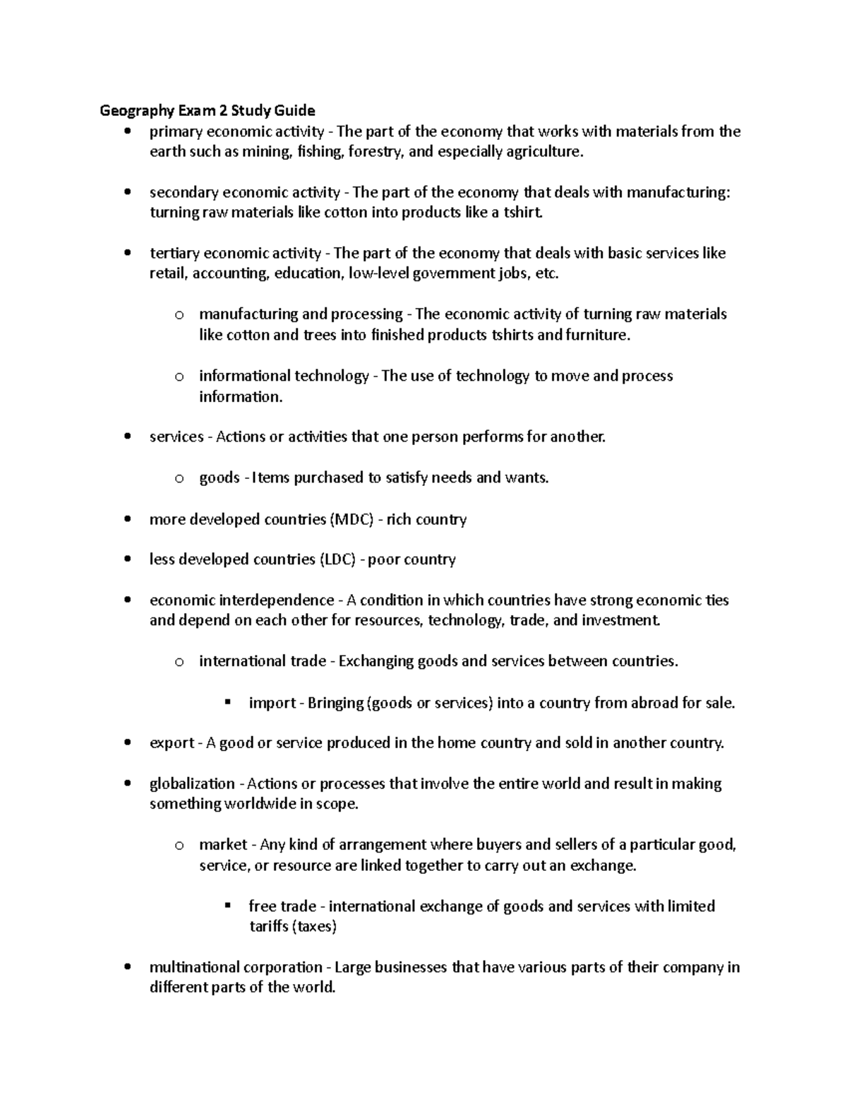 Geography Exam 2 Study Guide - Geography Exam 2 Study Guide primary ...