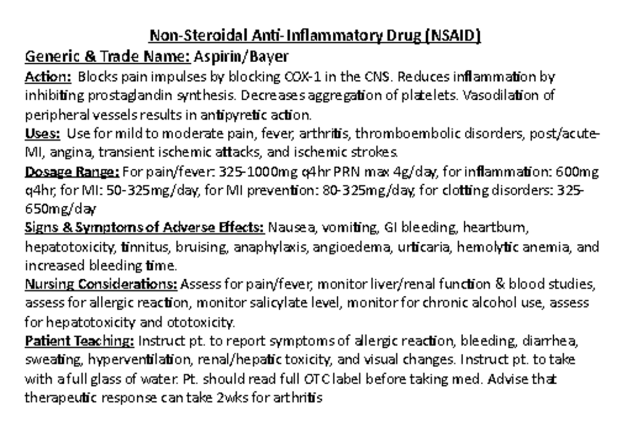 Aspirin Drug Info Non Steroidal Anti Inflammatory Drug NSAID   Thumb 1200 840 