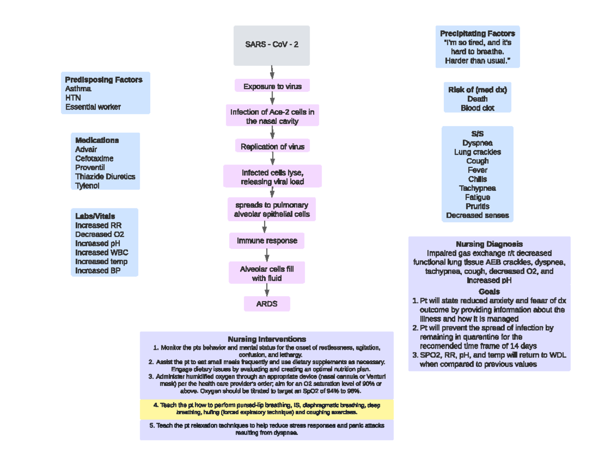 CM 1 - Concept map - SARS - CoV - 2 Immune response Alveolar cells fill ...