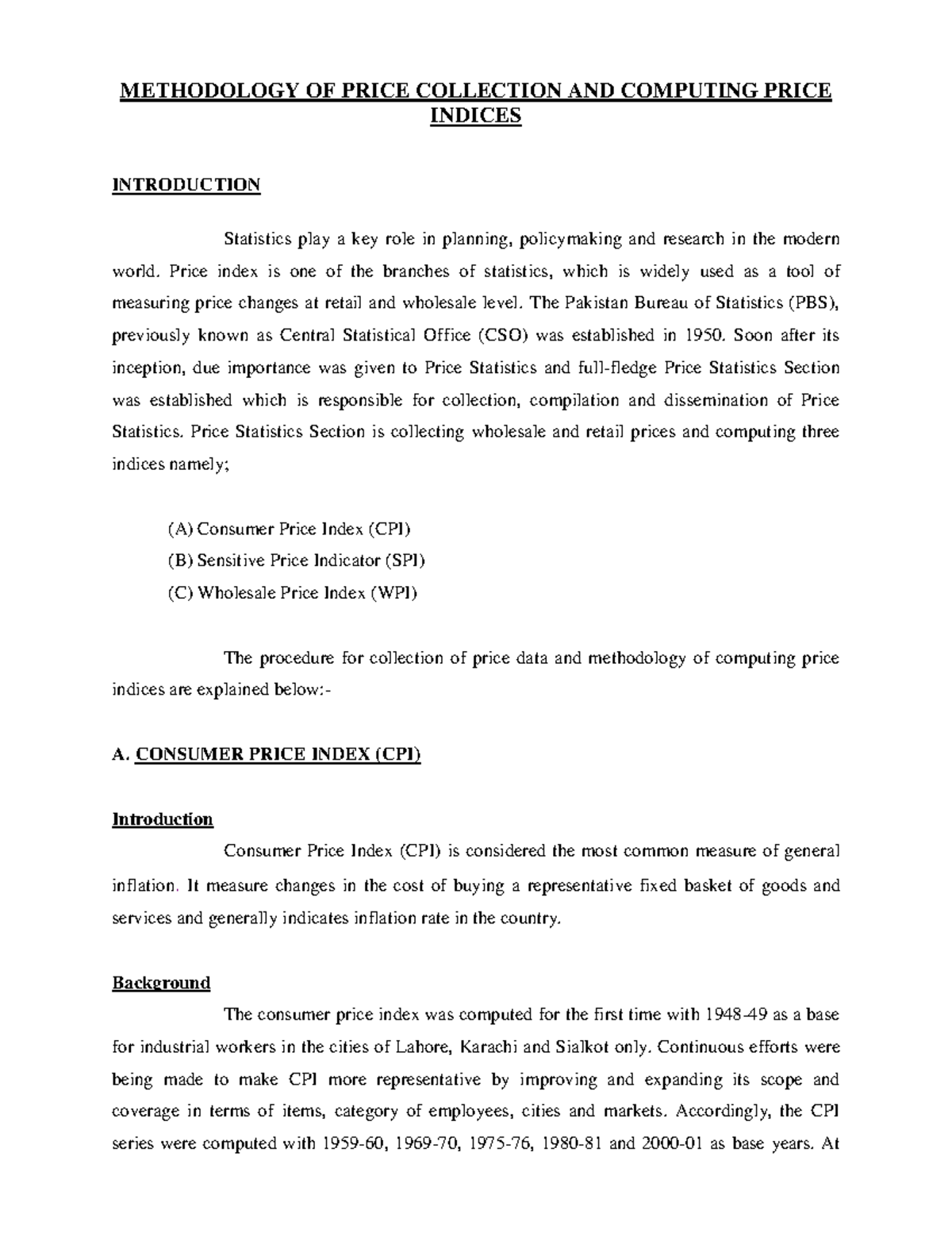 Methodology price - Lecture notes 3 - METHODOLOGY OF PRICE COLLECTION ...