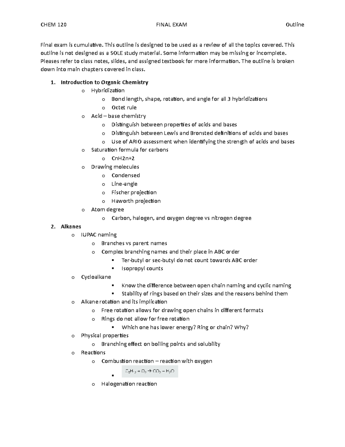 Final Exam Outline - Hsdtryryr - Final Exam Is Cumulative. This Outline 