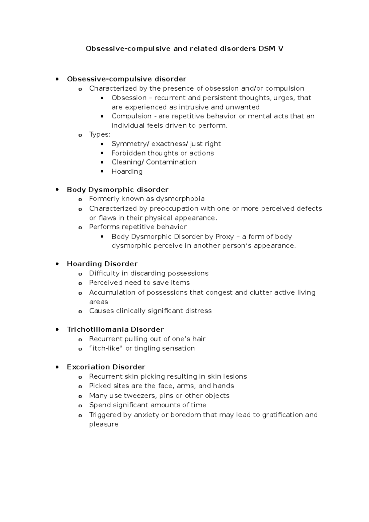 Obsessive compulsive disorders and related disorder - Obsessive ...