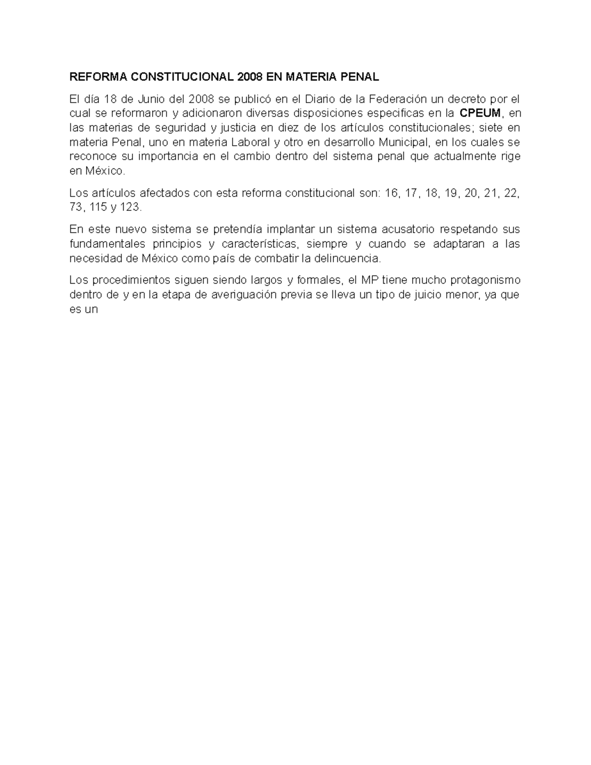 Tareadany - Tarea - REFORMA CONSTITUCIONAL 2008 EN MATERIA PENAL El día ...
