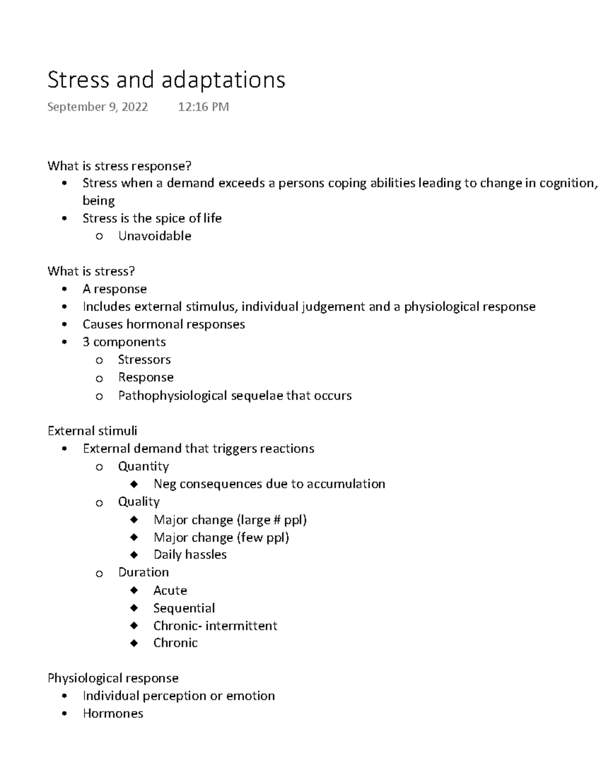 Stress And Adaptations What Is Stress Response Stress When A Demand