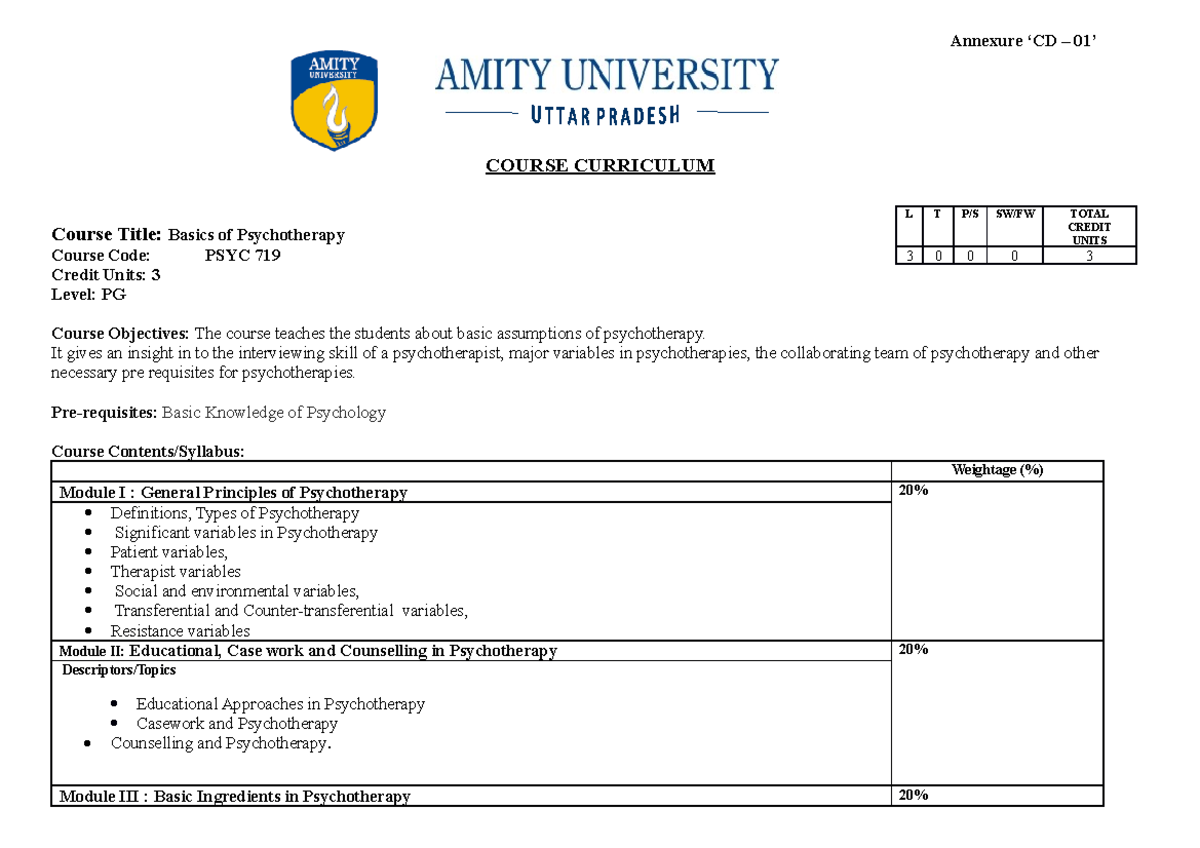 New Syllabus 1855202071104979 - Annexure ‘CD – 01’ COURSE CURRICULUM ...