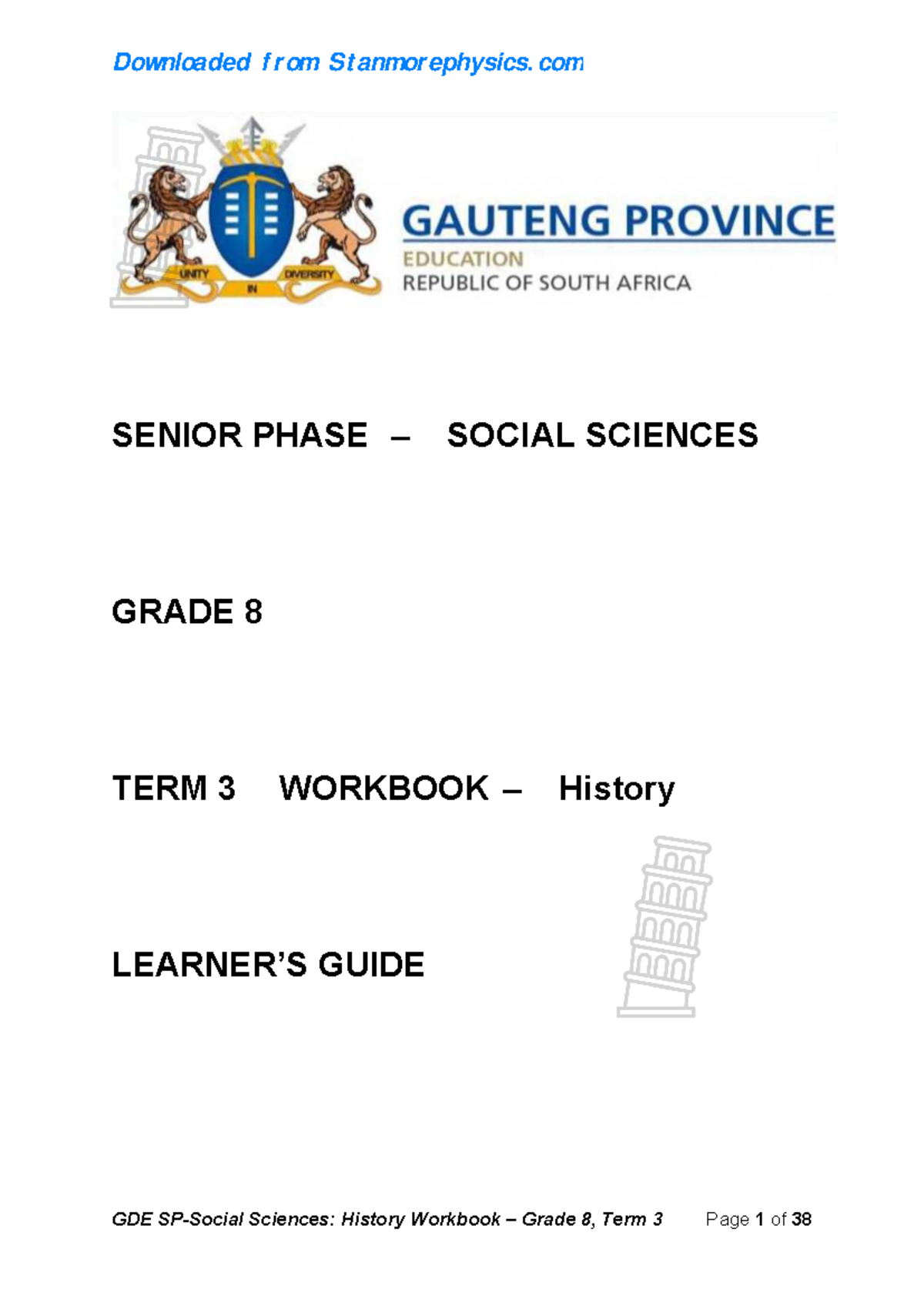 GP History Grade 8 Workbook Term 3 Learners Guide - SENIOR PHASE ...