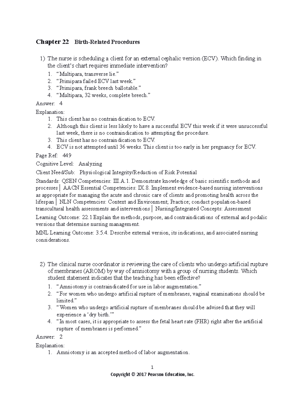 0134142357 ch22 TB - These are practice questions - Chapter 22 Birth ...