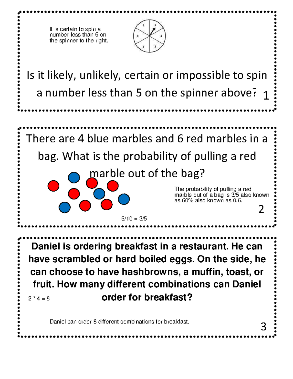 Probability and Combinations Cards Is it likely, unlikely, certain or