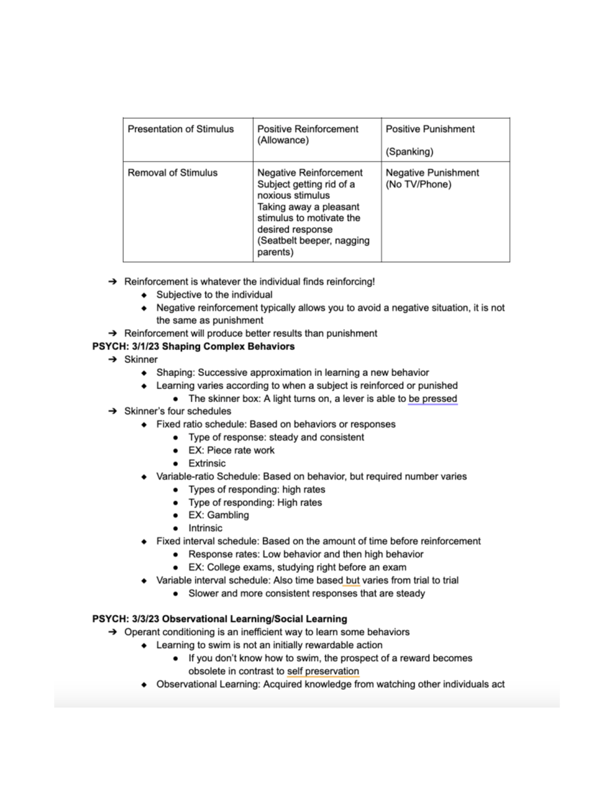 Ch.7 Operant conditioning table + skinner experiments - Presentation of ...