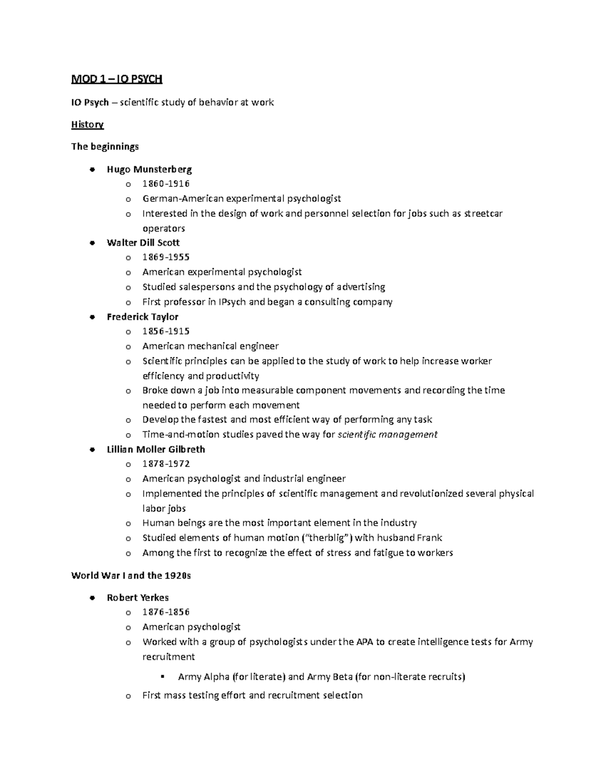 Introduction to Industrial Psychology - MOD 1 – IO PSYCH IO Psych ...