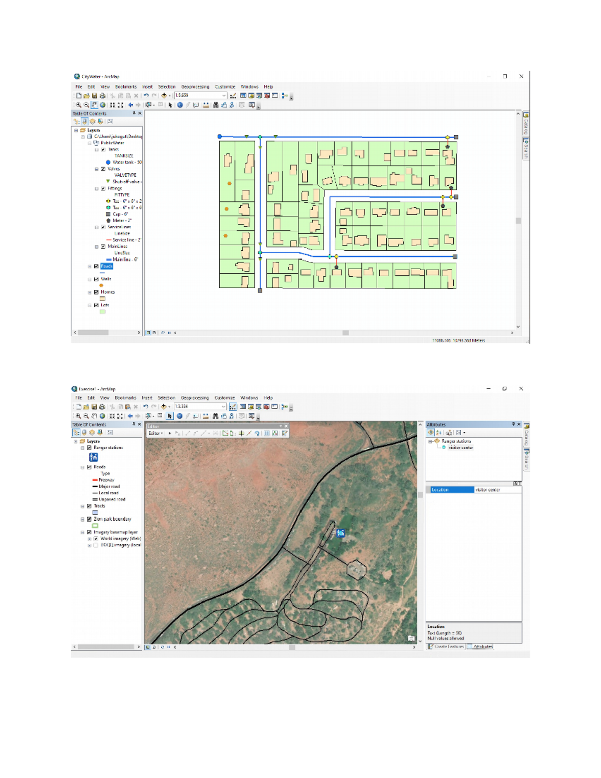 lab work Module 8 - CityWater ArcMap X File Edit View Bookmarks Insert ...