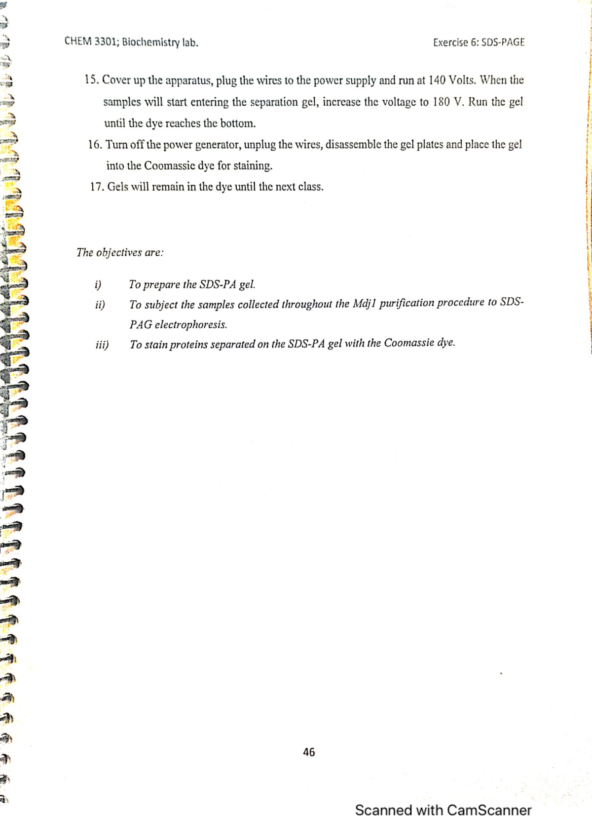 Exercise 6 - biochemistry lab 6 - CHEM 3301 - Studocu