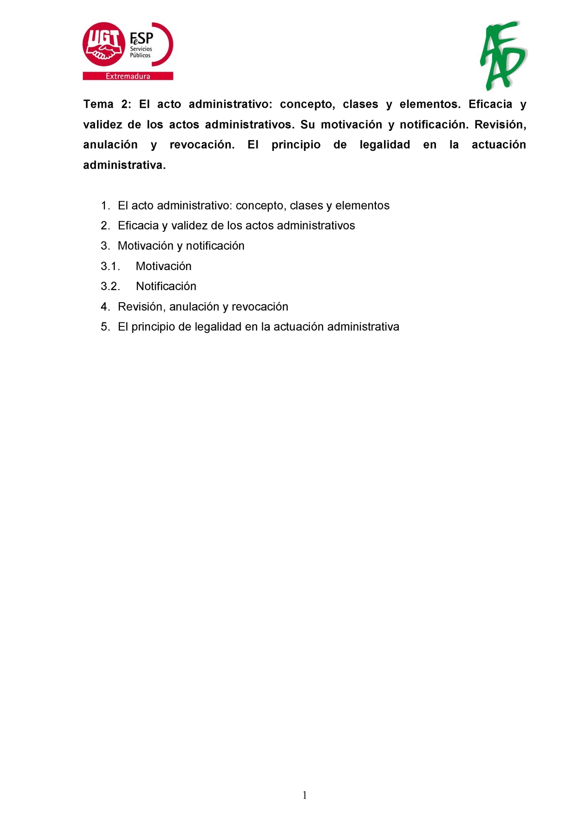 Tema 2 Administrativo - Tema 2: El Acto Administrativo: Concepto ...