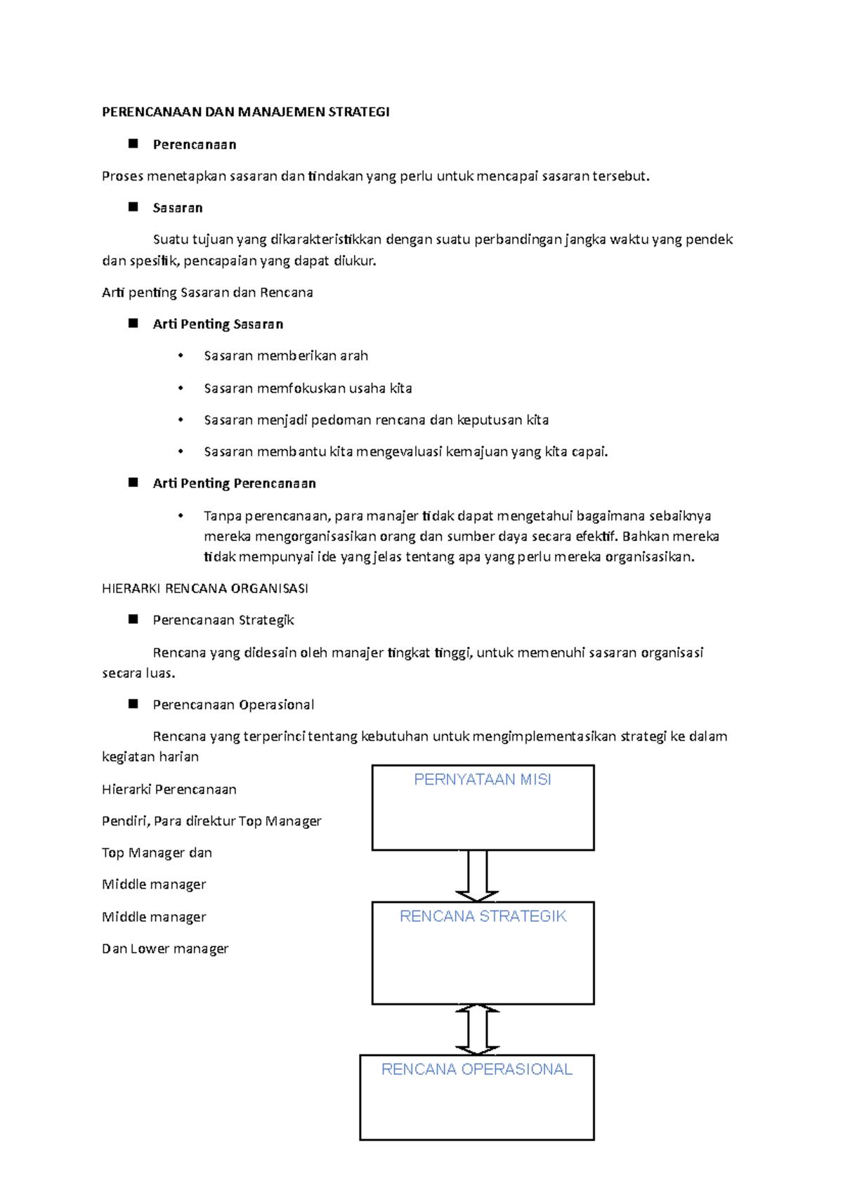 Perencanaan DAN Manajemen Strategi - PERENCANAAN DAN MANAJEMEN STRATEGI ...