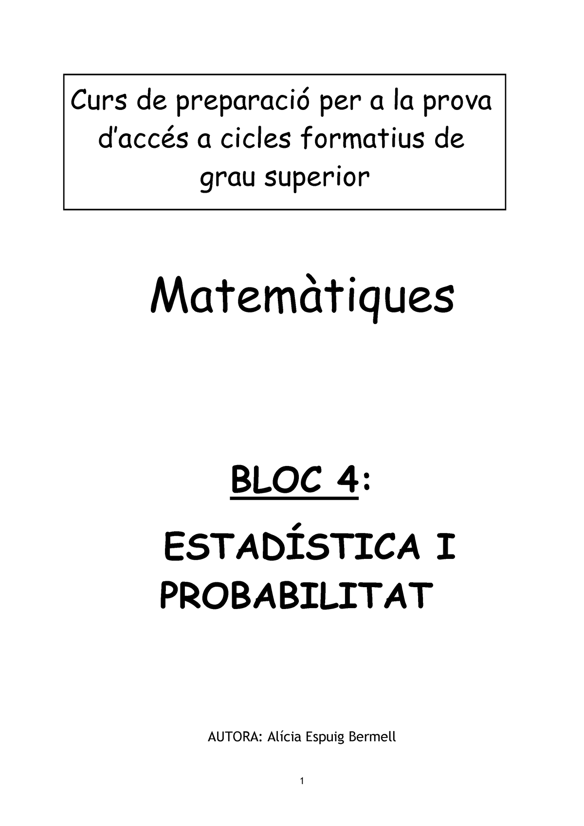 Bloc4 - Estadística I Probabilitat - - Studocu