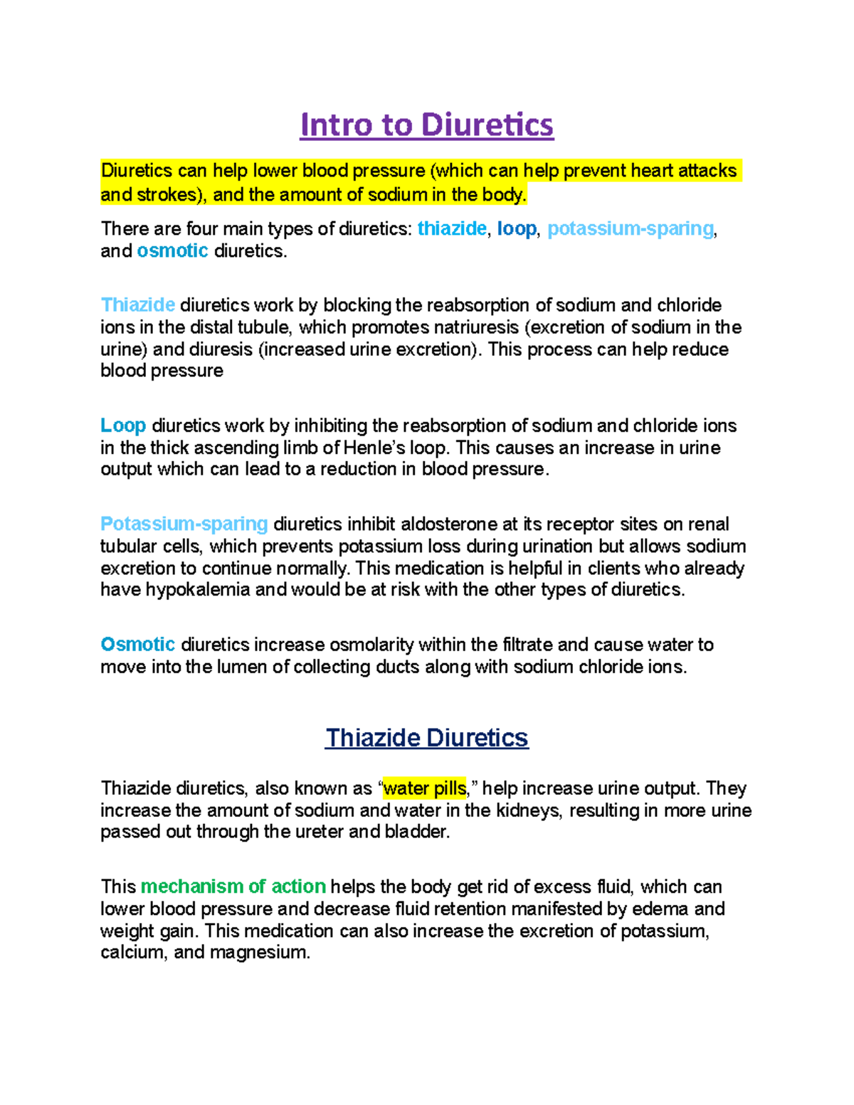 Intro To Diuretics Lecture Intro To Diuretics Diuretics Can Help 