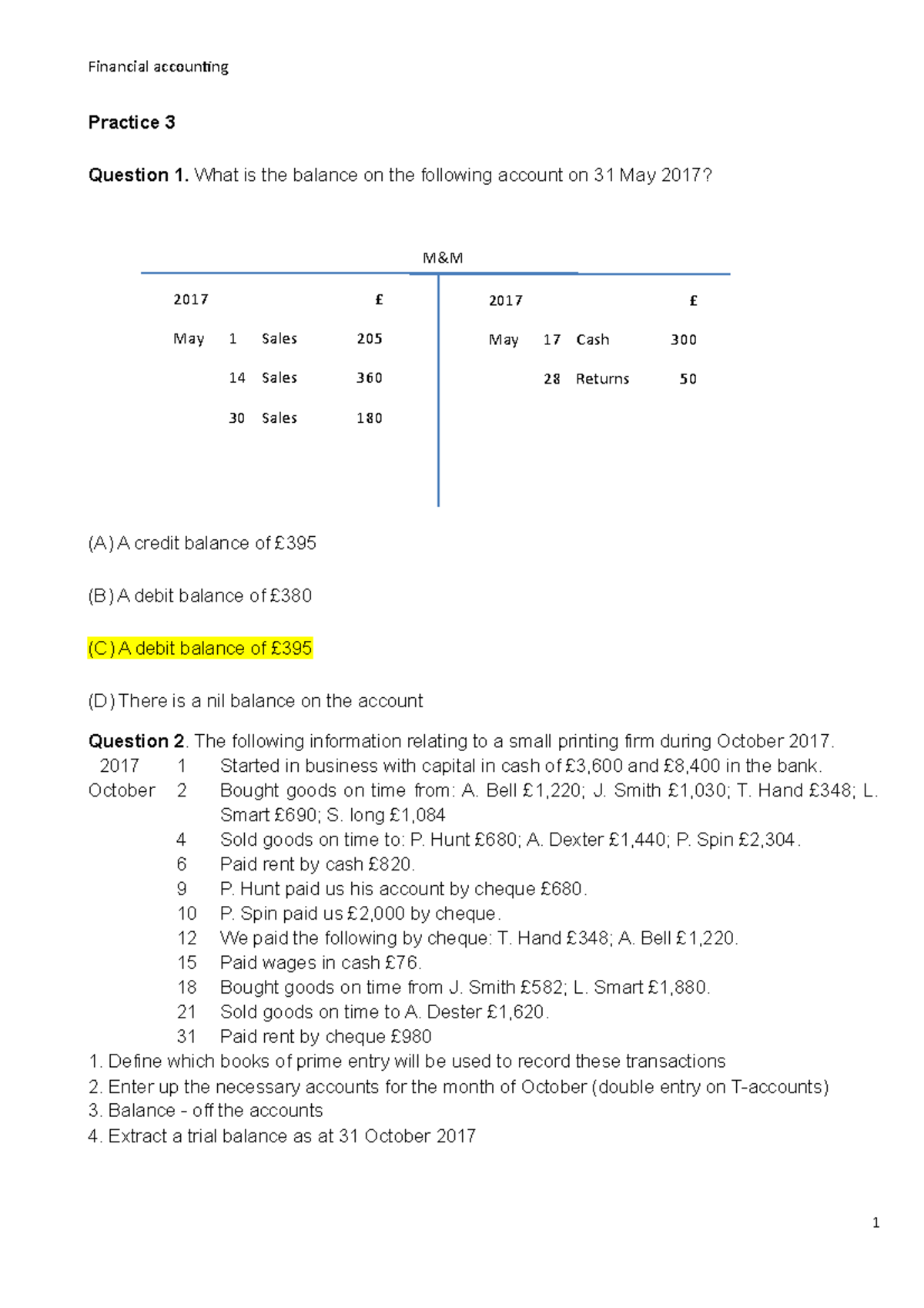 Practice 2 Digital Accounting Financial Accounting Practice 3 