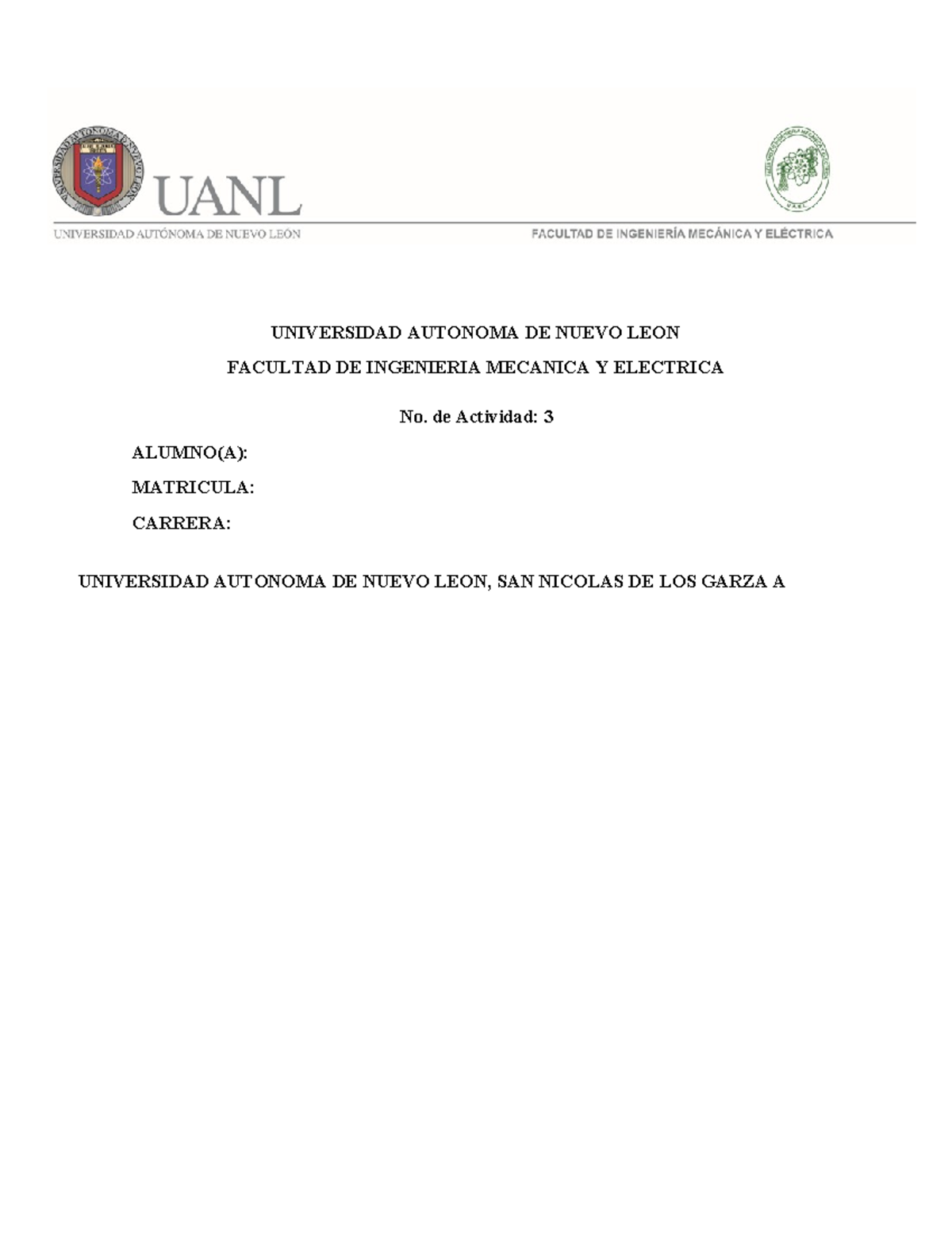 Actividad 3 Servicio Social - UNIVERSIDAD AUTONOMA DE NUEVO LEON ...