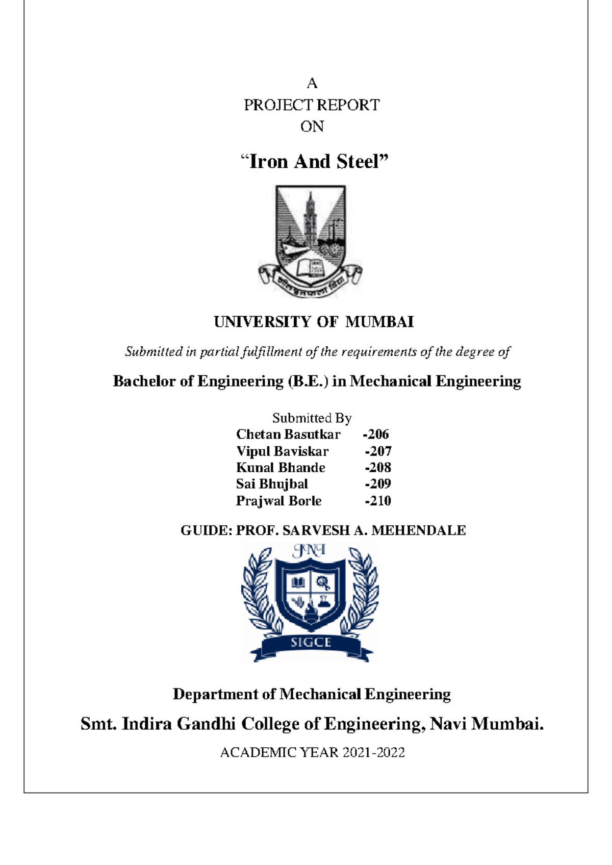 Pdd mini 2 merged - A PROJECT REPORT ON “Iron And Steel” UNIVERSITY OF ...