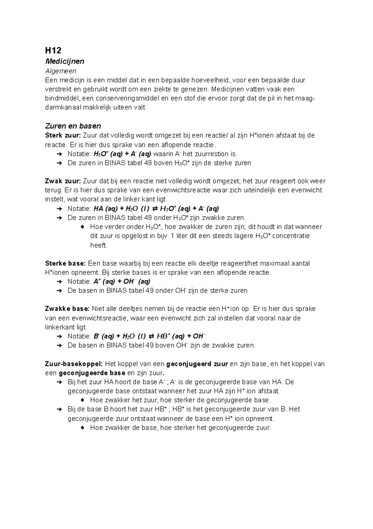 Scheikunde Samenvatting Zuren, Basen En Buffers - H Medicijnen Algemeen ...