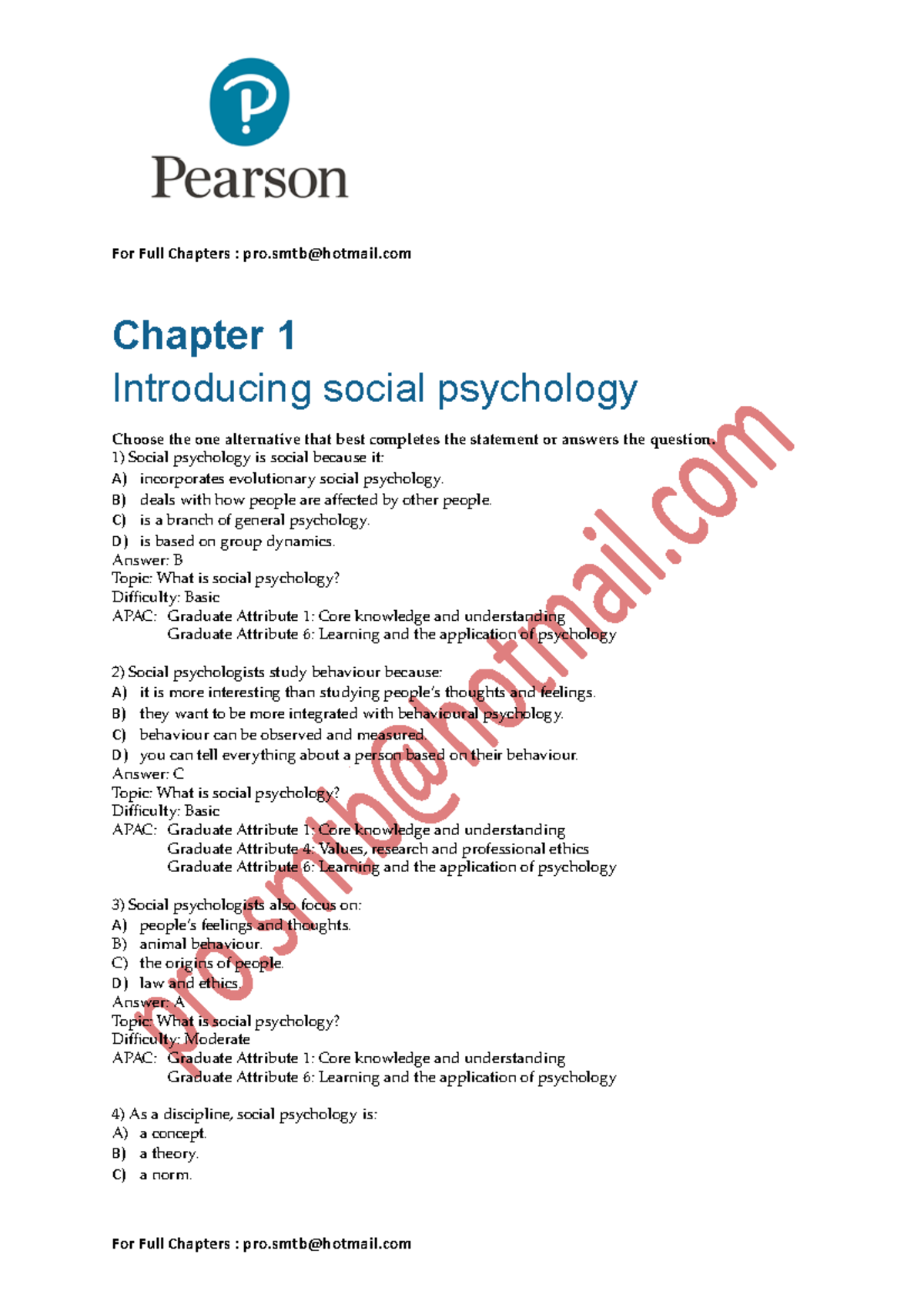 Solutions and Test Bank For Social Psychology 8th Australian Edition 8e ...