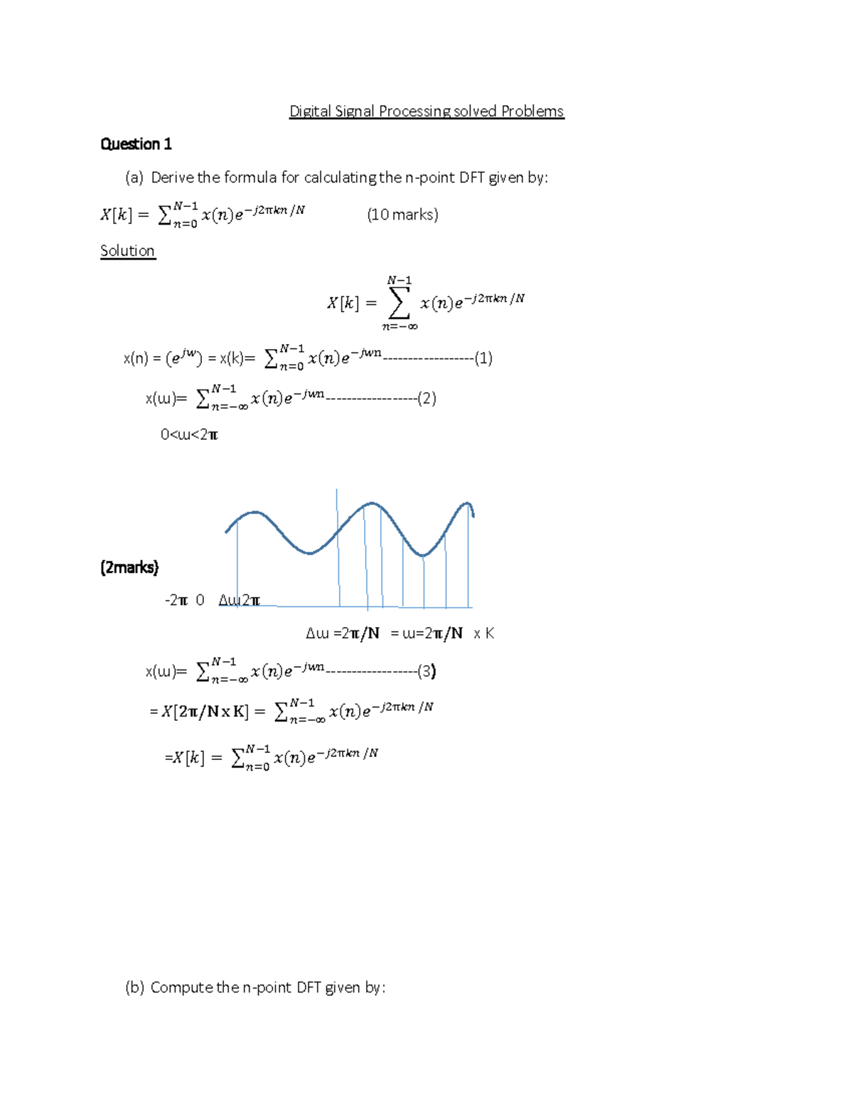 DSP Solved Problems Summary Computer Science Digital Signal