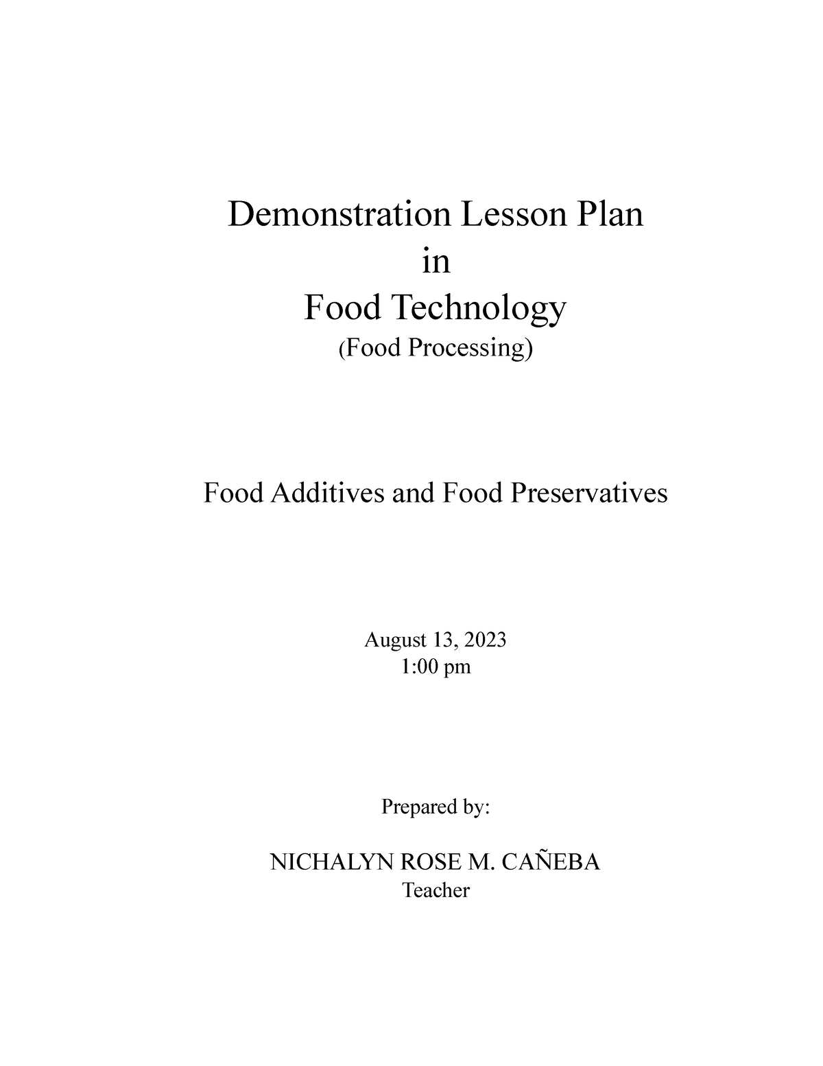 BPA-DEMO Lesson-Plan-in-Additives-and-Preservatives - Demonstration ...