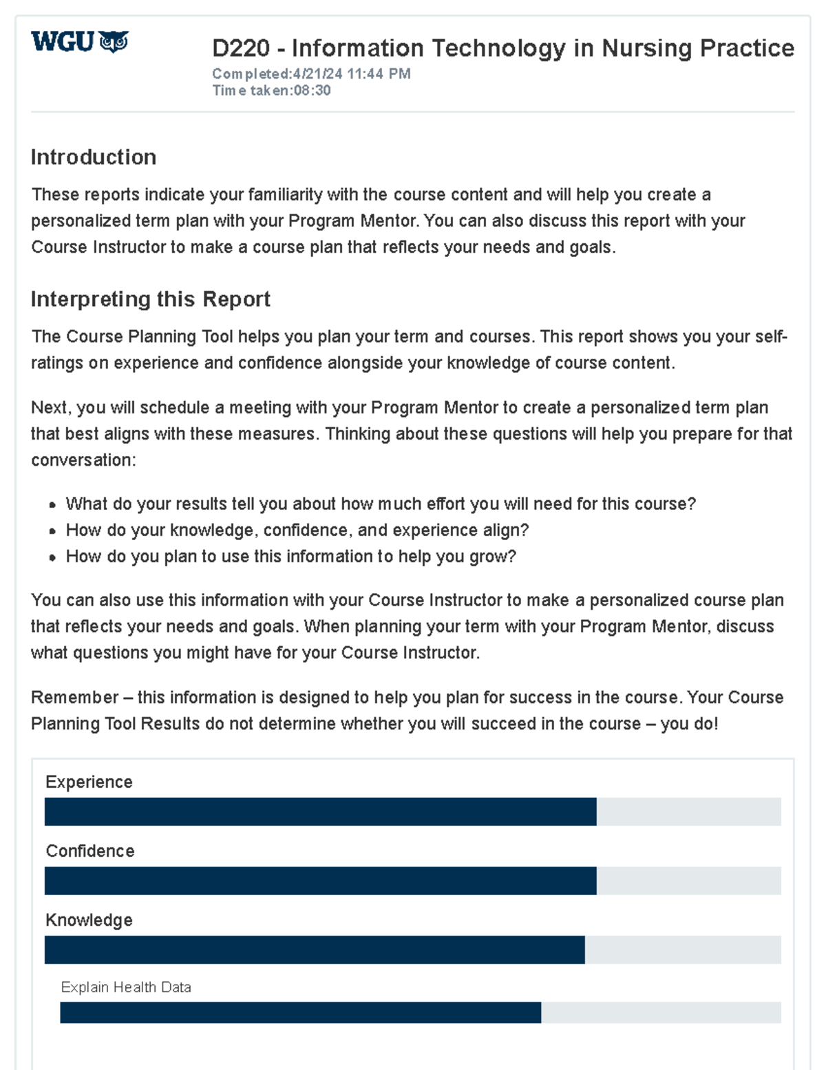 Course Planning Tool - Study Materials - D220 - Information Technology ...